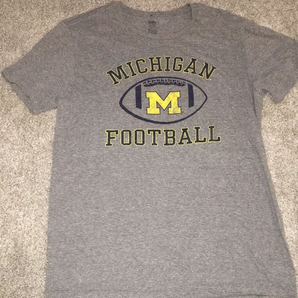 Gray grey thin Michigan Wolverines UM Football Tee T shirt XL mens